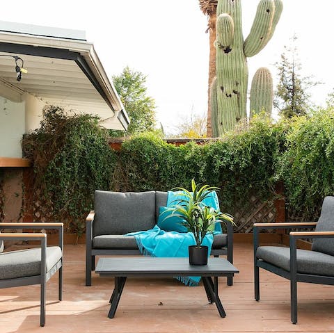 Relax with a good book in the outdoor lounge