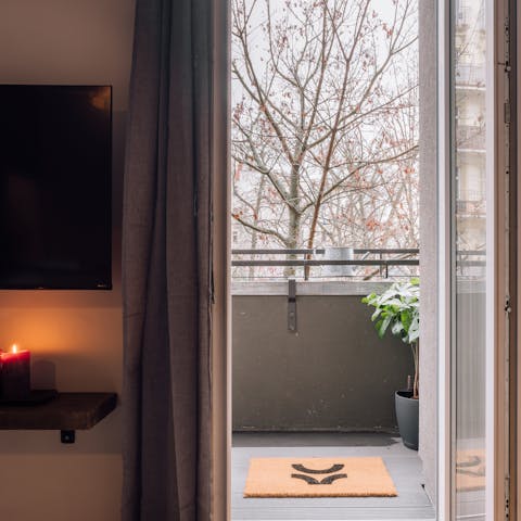 Step out onto the private balcony with your morning coffee