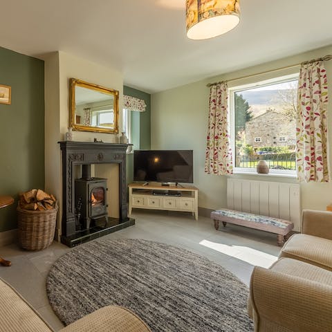 Curl up with a paperback in front of the wood-burning fire