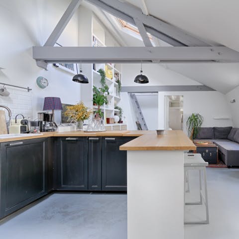 Fix up a French feast in the beautiful open-plan kitchen