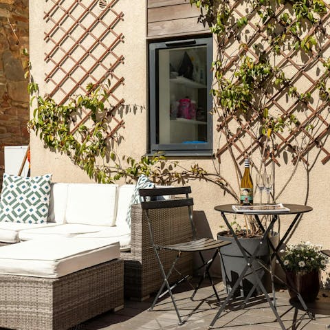 Savour the South West sunshine on the pretty patio