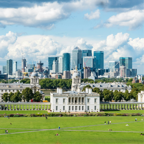 Admire the views from Greenwich Park, ten minutes away