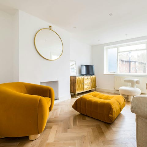 Relax and unwind in the living room after a day of sightseeing