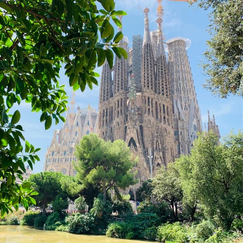 Visit Gaudi's iconic Sagrada Familia, a short walk away