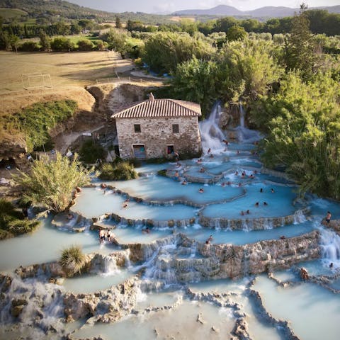 Visit the spa town of Montalcino and relax with a soak in the thermal baths – it's a thirty-minute drive away