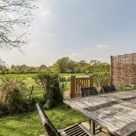 Admire the High Weald scenery while dining in the garden