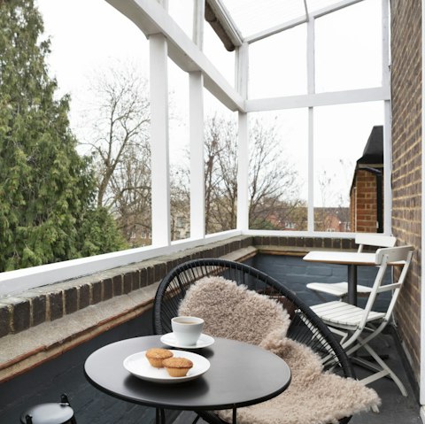 Sip your morning cuppa on the private balcony