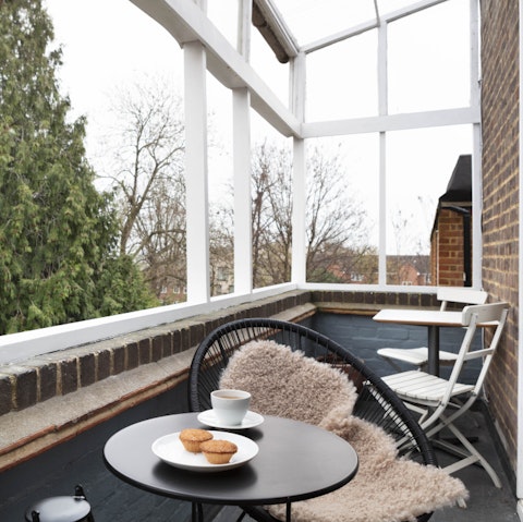 Sip your morning cuppa on the private balcony