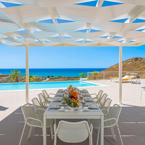 Dine alfresco and enjoy the stunning view