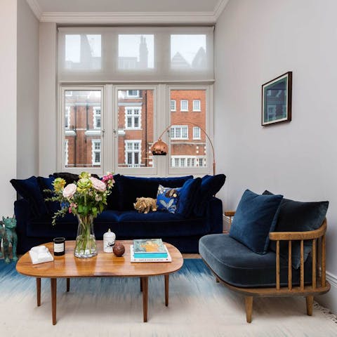 Plan tomorrow's itinerary from the comfort of the plush sofa