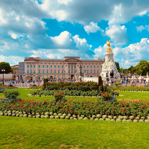 Marvel at Buckingham Palace, just a few minutes away