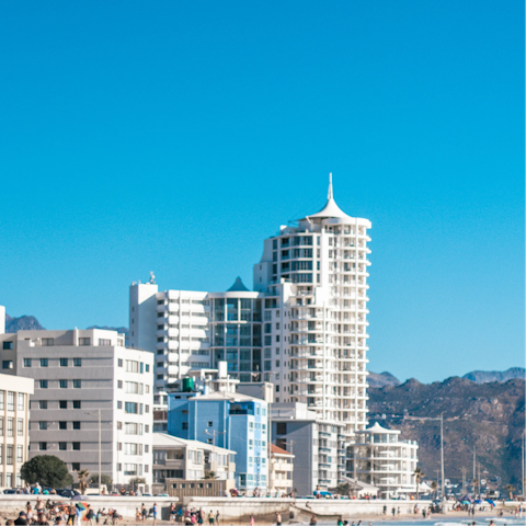 Drive down the coast to the idyllic seaside town of Strand, reachable in about an hour by car