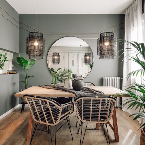 Serve up some Spanish tapas and wine at the dining area