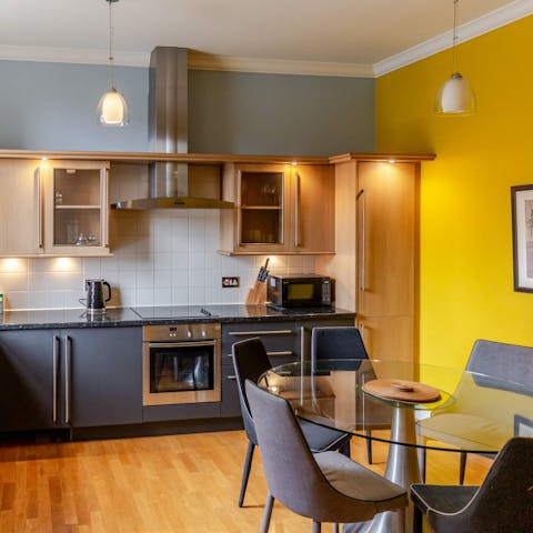 Cook up a storm in the well-equipped kitchen