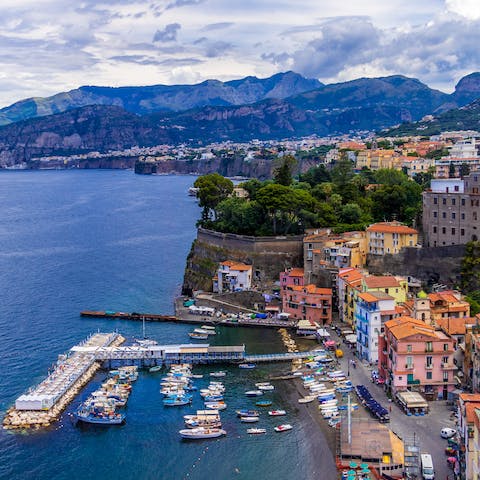 Stay in the coastal resort town of Sorrento, five minutes from the Piazza Tasso