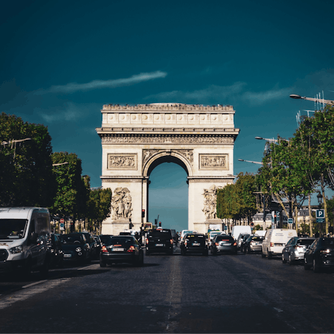 Explore the cultural hub of the Champs-Élysées, twenty-minute walk away