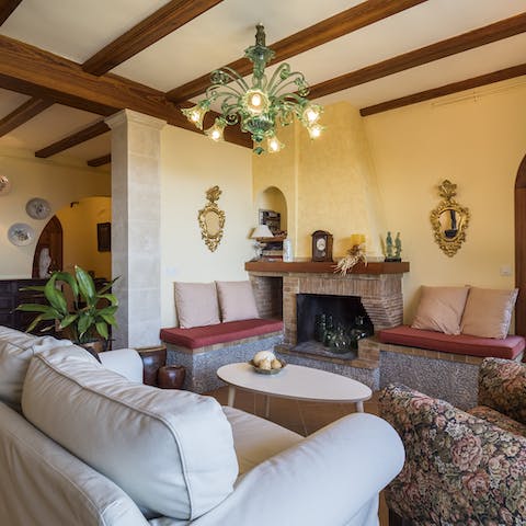 Relax in the rustic charm of the home's interior