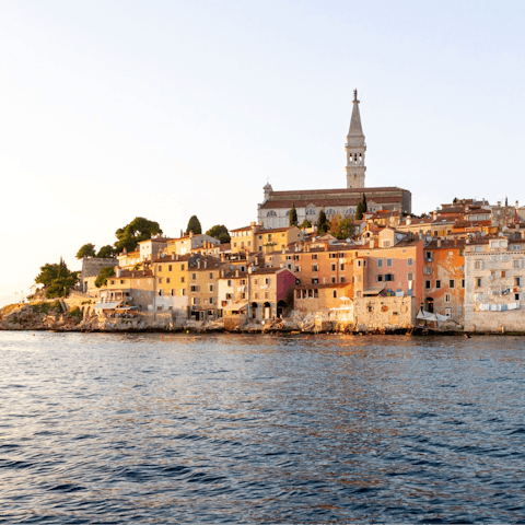 Visit the seaside port of Rovinj, just over 10 kilometres away