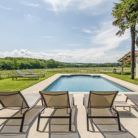 Swim in the heated pool