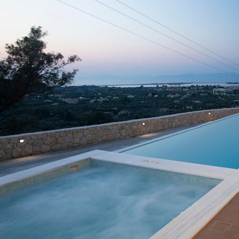 Take an hours-long soak in the Jacuzzi's bubbling waters 