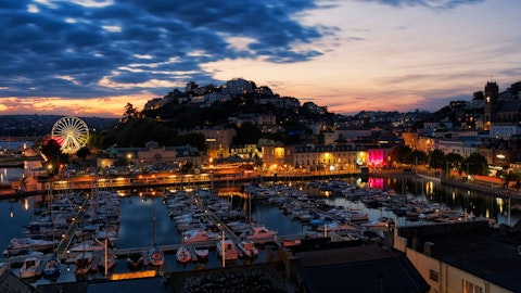 Explore Torquay Harbour's vibrant waterfront, a twelve-minute drive