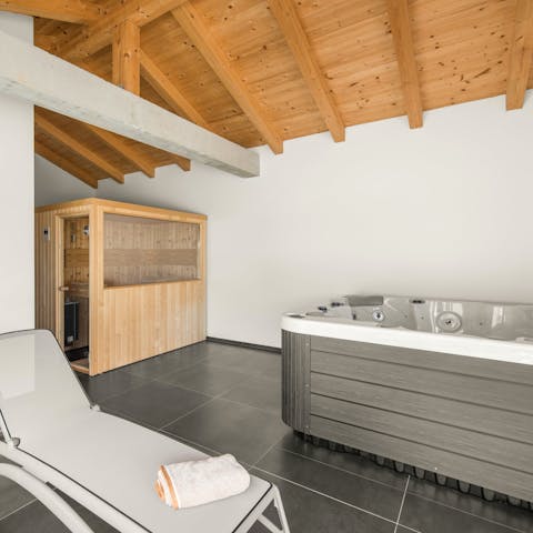Relax in the sauna or Jacuzzi with a glass of Croatian wine
