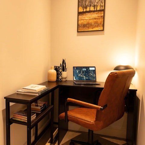 Catch up on emails from the dedicated desk area