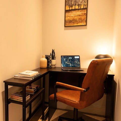 Catch up on emails from the dedicated desk area