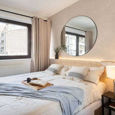 Snuggle up in the comfortable bed after a long day on your feet