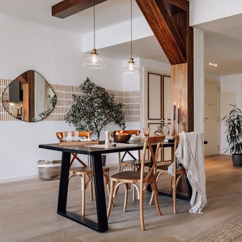 Tuck into a home-cooked paella around the dining table