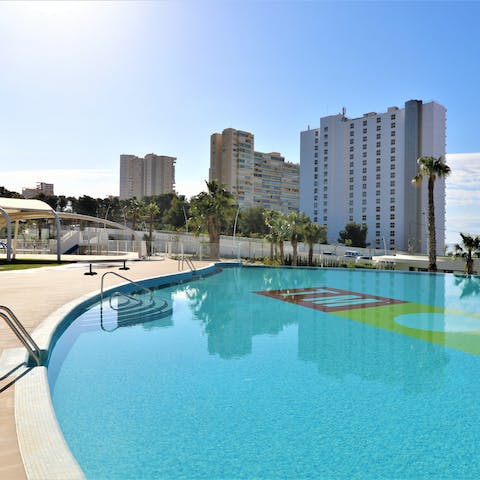 Cool off with a dip in the fabulous communal swimming pool