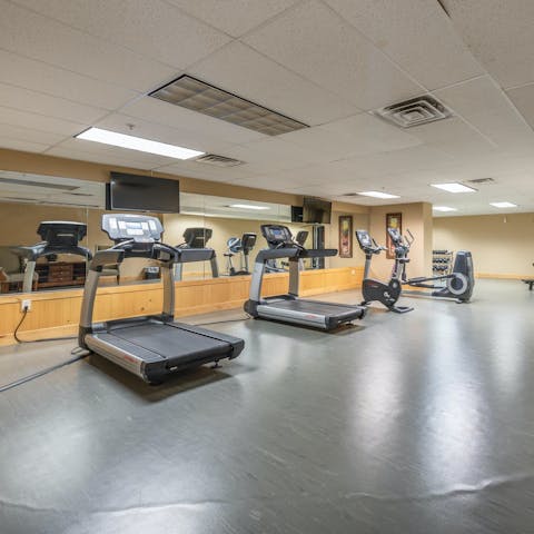 Work up a sweat in the gym, shared with the other residents