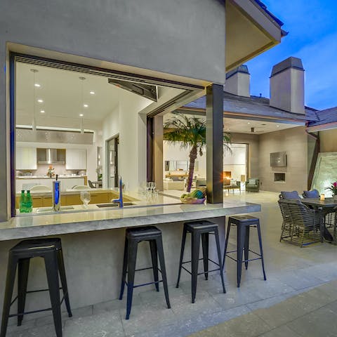 Craft your own cocktails on the terrace at sundown