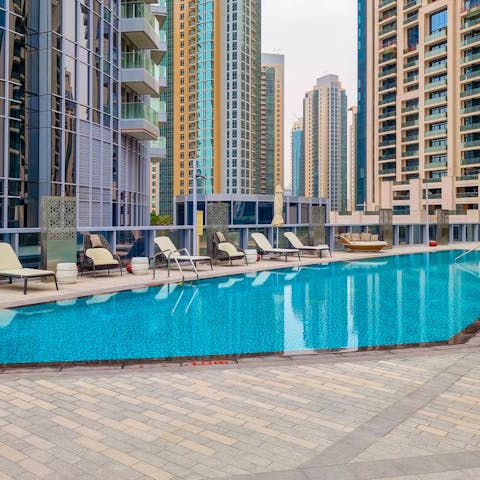 Take a refreshing dip in the communal pool