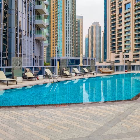 Take a refreshing dip in the communal pool
