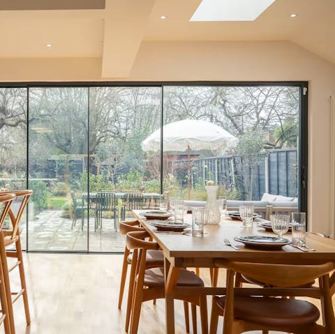 Dine together as a family in the beautiful open-plan kitchen and dining space