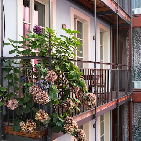 Enjoy a morning coffee on your own private balcony