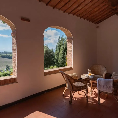 Enjoy breakfast with a view on the shaded terrace