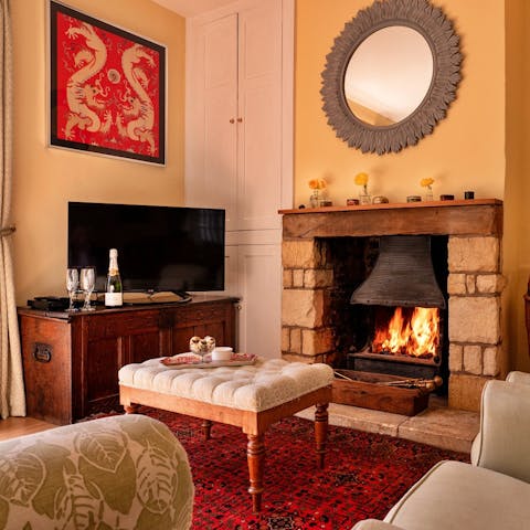 Curl up beside the fire with a glass of wine