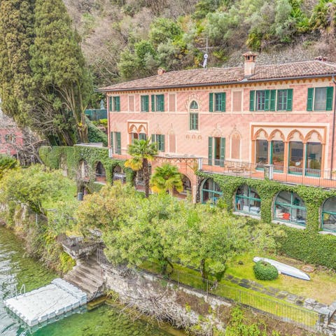 Enjoy lake views from the terraces and dock