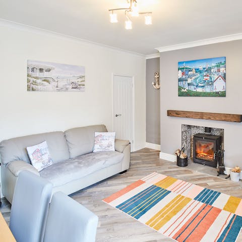 Snuggle up by the crackling fire with a glass of wine and a good book