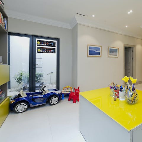 Lets the kids loose in the children's playroom