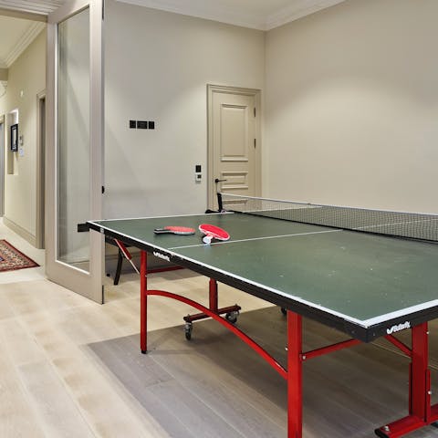 Challenge an opponent to a game of table tennis