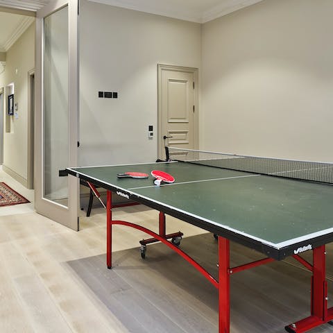Challenge an opponent to a game of table tennis