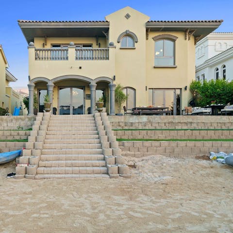 Relax on the man-made private beach