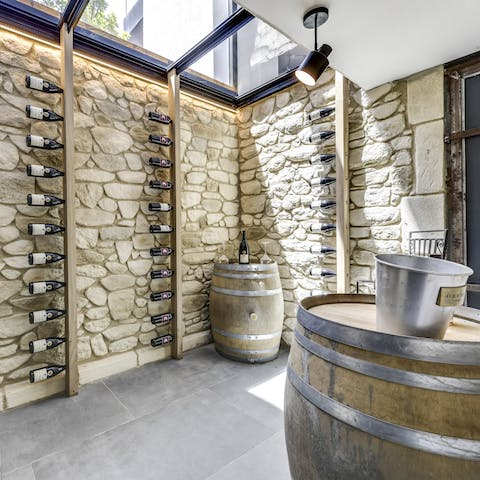 Taste locally produced wine in the private cellar
