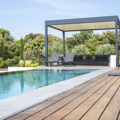 Swim in the 15-metre long heated infinity pool