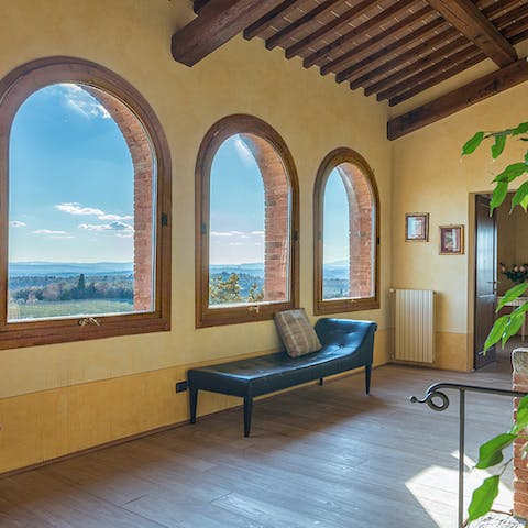 Take in the gorgeous vistas over the countryside in the relaxation room