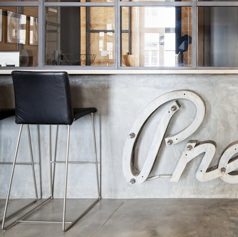 Pull up a stool and enjoy breakfast at the stylish bar