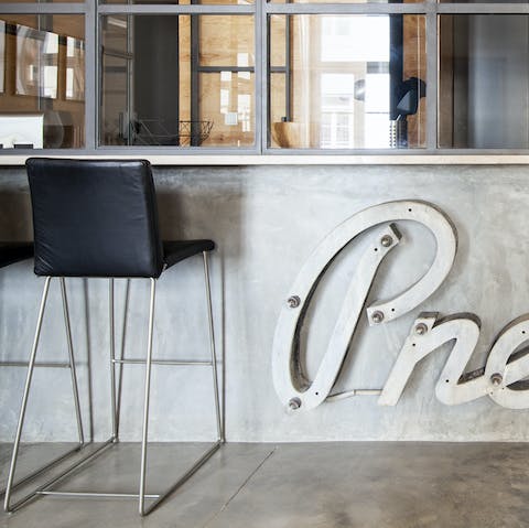 Pull up a stool and enjoy breakfast at the stylish bar